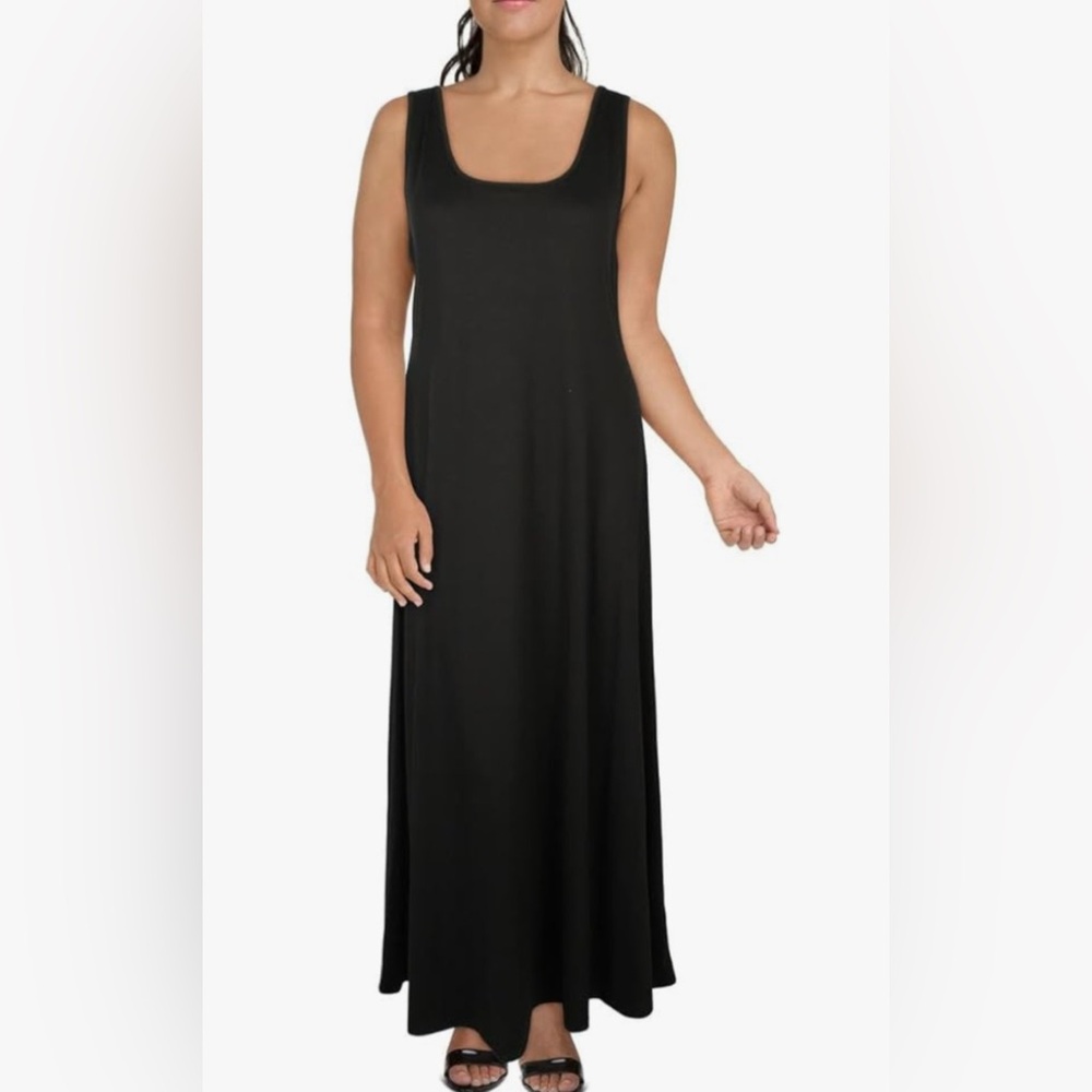 NWT 24seven Comfort Apparel Womens Plus Sleeveless Long Maxi Dress Black 3XL